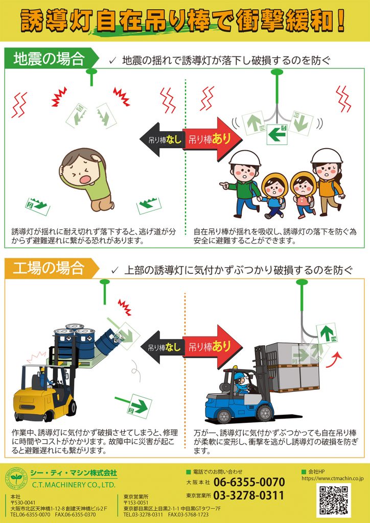 誘導灯自在吊り棒の特徴チラシ